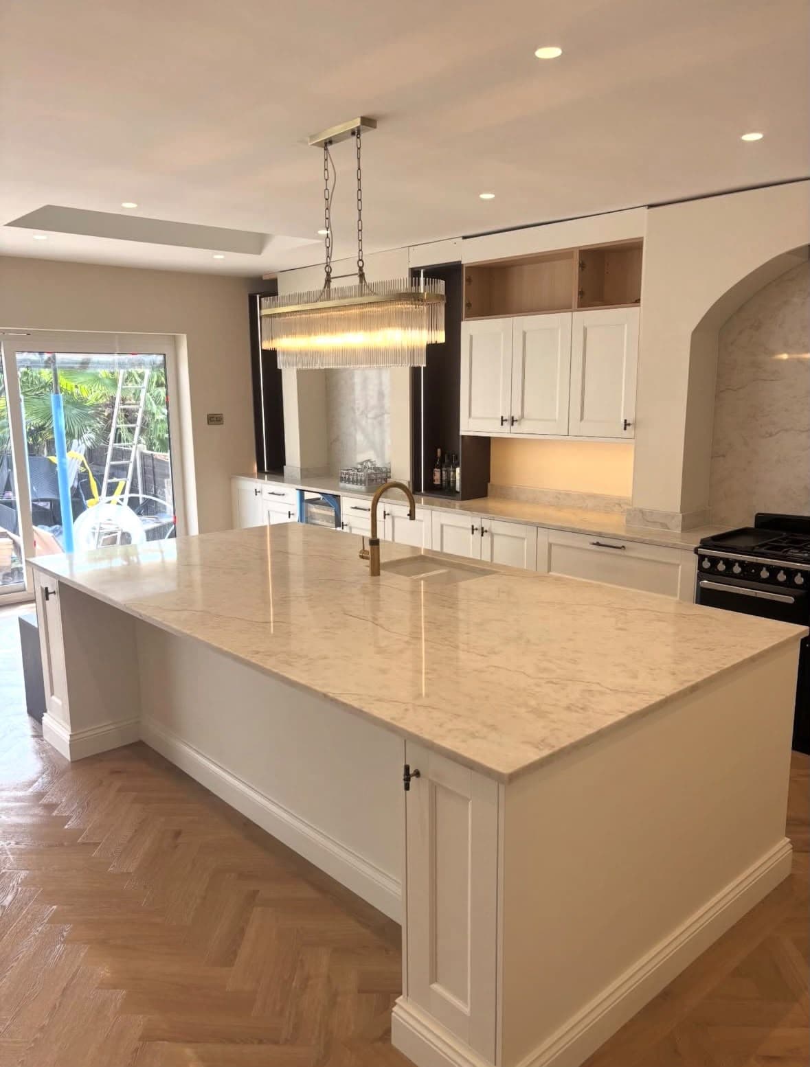 The same kitchen after a Capital Cleaning Company post-construction clean, spotless